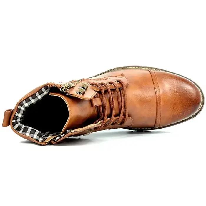 Bottes militaires homme en cuir véritable LEDP avec fermeture éclair double et semelle en caoutchouc pour l'automne et les occasions spéciales