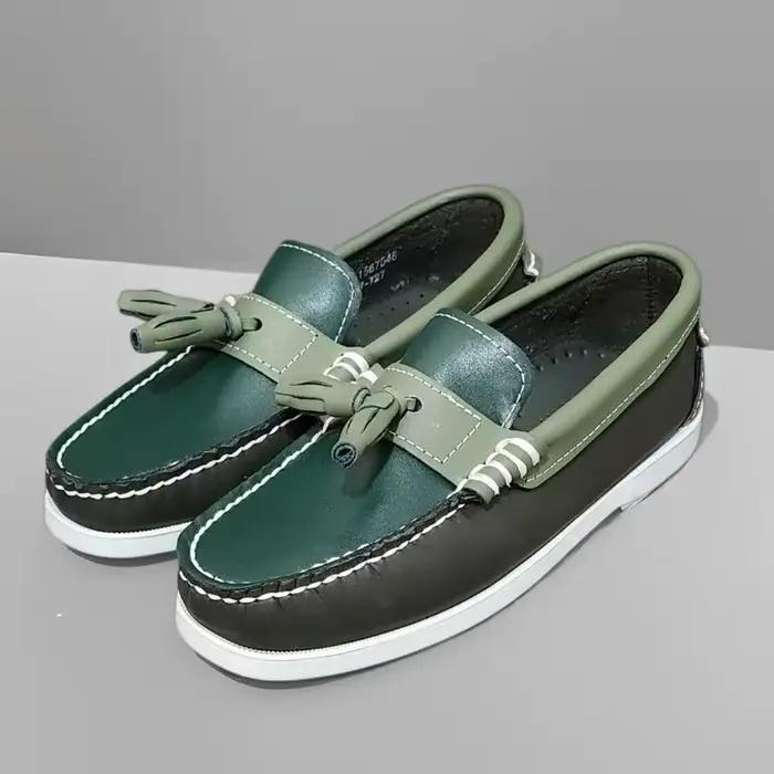 Chaussures bateau pour hommes en cuir véritable cousues main pour hommes printemps automne décontractées occassions spéciales cadeaux
