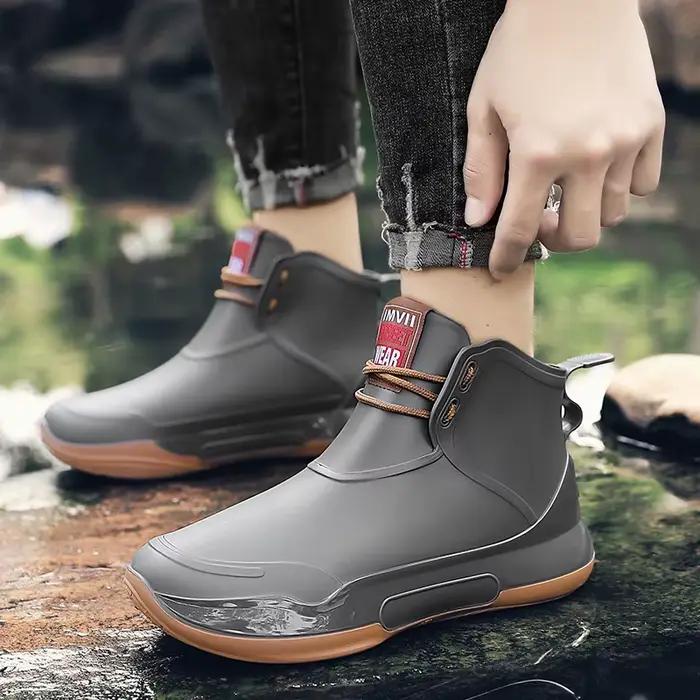 Bottes de pluie décontractées pour hommes, quatre saisons, nouvelles, antidérapantes, imperméables, pour activités de plein air, pêche, lavage de voiture, neige, cuisine, chaussures de pluie