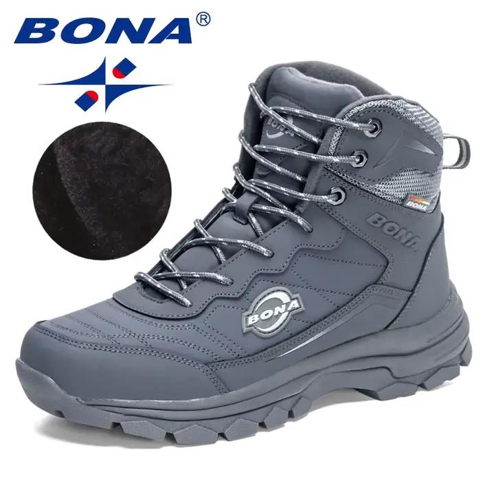 BONA nouveaux créateurs Nubuck hiver chaud en peluche bottes de neige en plein air hommes travail chaussures décontractées homme chaussures de randonnée antidérapantes Mansculino