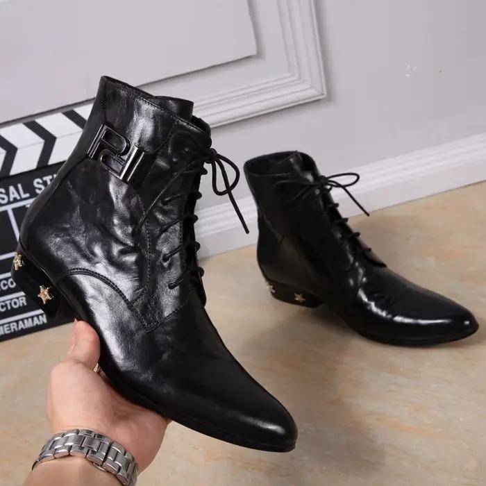 Bottes provocantes pointues en cuir véritable pour hommes, chaussures à rivets, cuir brillant, haute qualité, mode, printemps/automne, bottes chelsea, mi-mollet, semelle en caoutchouc, semelle intérieure en peau de porc, daim de porc douillet, fabrication artisanale