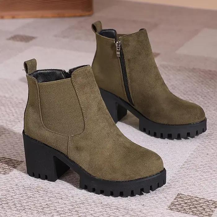 Bottines élégantes à plateforme et bout rond pour femme
