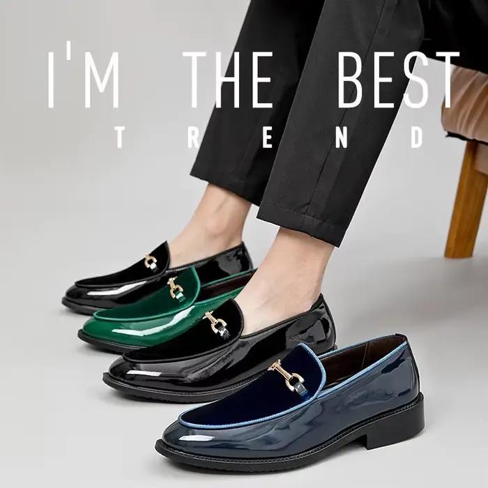 Chaussures décontractées pour hommes grande taille, en cuir lisse, légères et respirantes, à semelle en caoutchouc, style mocassins.