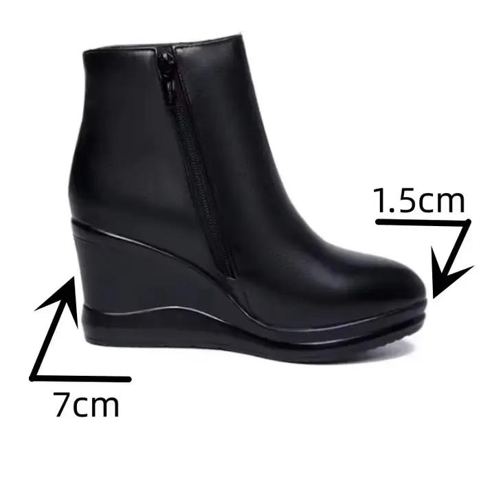 2025 bottines à plate-forme en cuir véritable femmes mode chaussures compensées automne femmes Sexy chaussures à talons hauts femmes chaudes bottes de neige