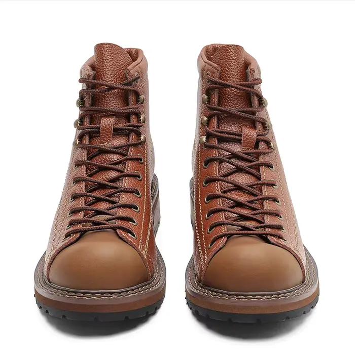 Hommes bottes en cuir Vintage travail haut chaussures pour hommes Style britannique hommes bottes en cuir printemps antidérapant à lacets plate-forme chaussures homme