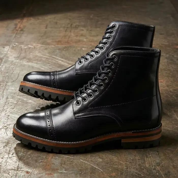 Bottes western en cuir de veau homme style rétro pour printemps automne bottes de moto bottes de cheval occassions spéciales