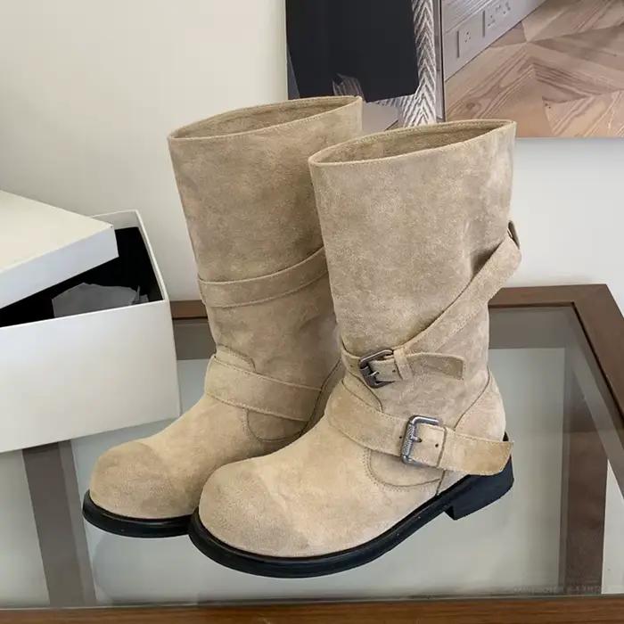 Bottines confortables à talons bas carrés et bout rond pour femmes style punk bottes d'automne et d'hiver à offrir pour les occasions spéciales