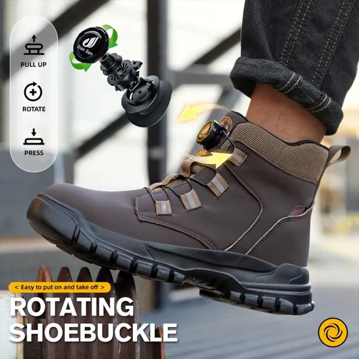 Bottes de sécurité imperméables pour hommes, chaussures de travail Parker en acier, anti-écrasement, résistantes aux coups de couteau, motard