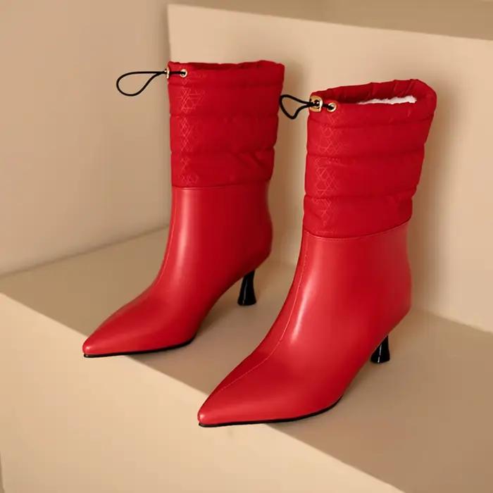 Bottines en microfibre pointues pour femmes, talons fins, confortables, pour occasions spéciales, automne hiver