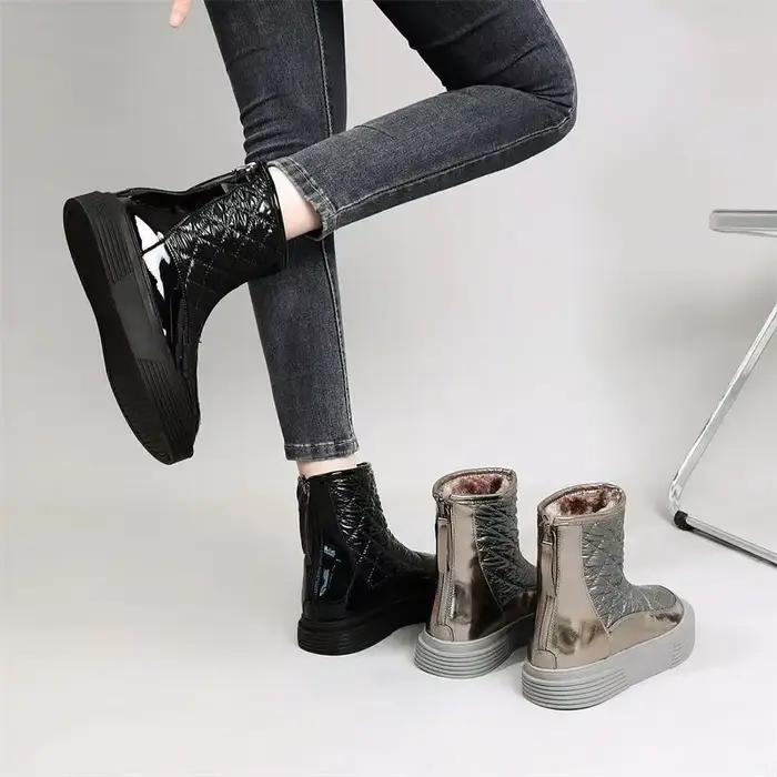 Bottes de neige en cuir suédé pour femme