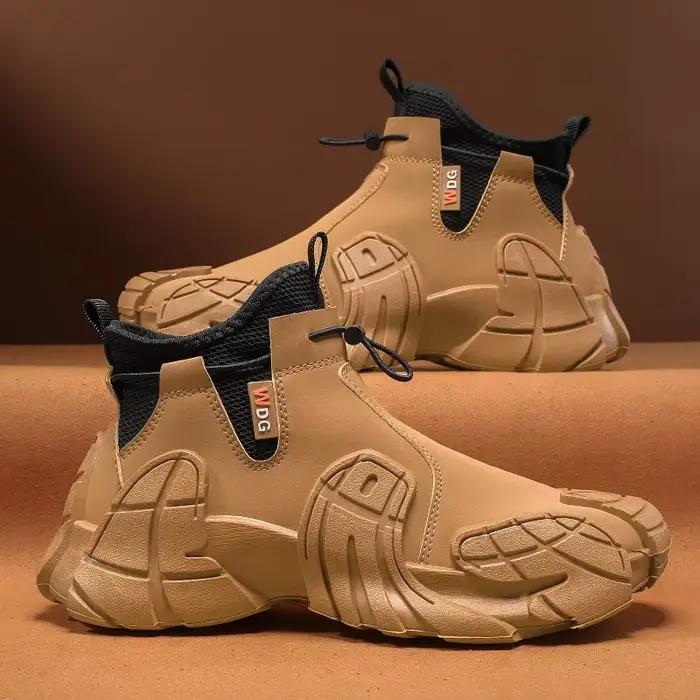 Botte courte d'extérieur pour hommes, chaussures montantes décontractées à semelles épaisses, chaussures tendance, chaussures de sport, bottes nues, nouvelle collection automne 2024