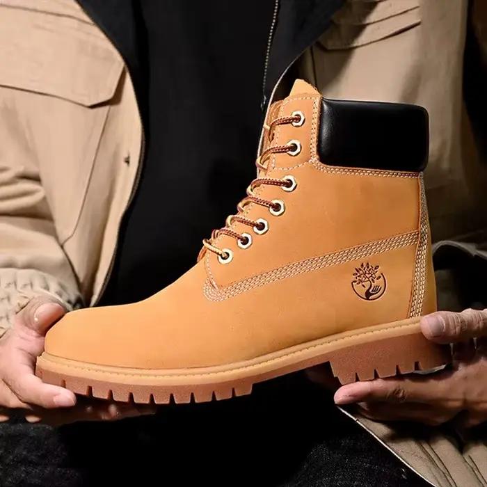 Bottes hommes bottes hautes hommes chaussures en cuir hiver mode peluche chaussures chaudes baskets d'extérieur à lacets bottines antidérapantes mâle