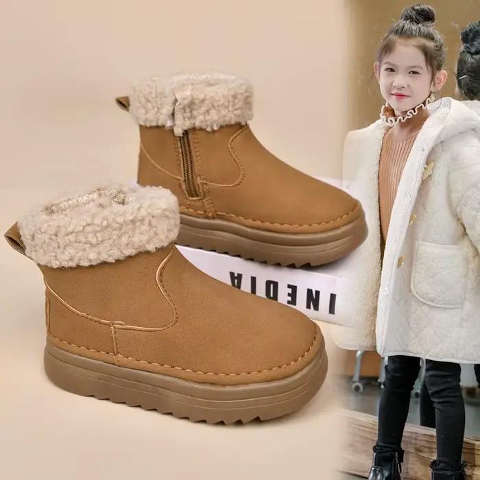 Filles bottes décontractées Style coréen mode enfants bottes courtes daim chaud 2025 hiver nouveaux enfants bottes de neige fond souple confortable