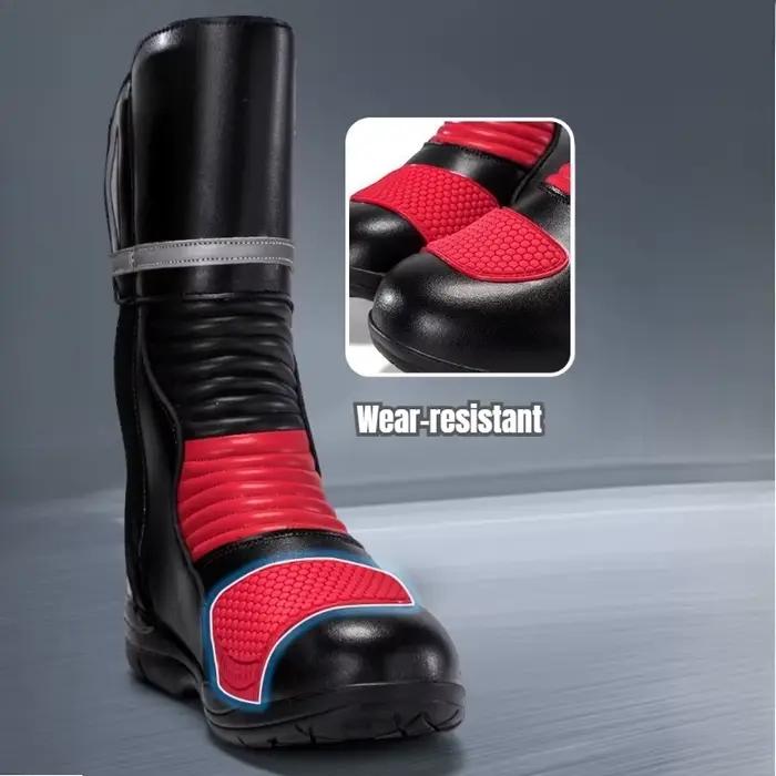 Bottes de moto pour hommes, haute tige, coupe-vent, imperméables, anti-collision, respirantes, antidérapantes, pour une conduite en plein air sécurisée