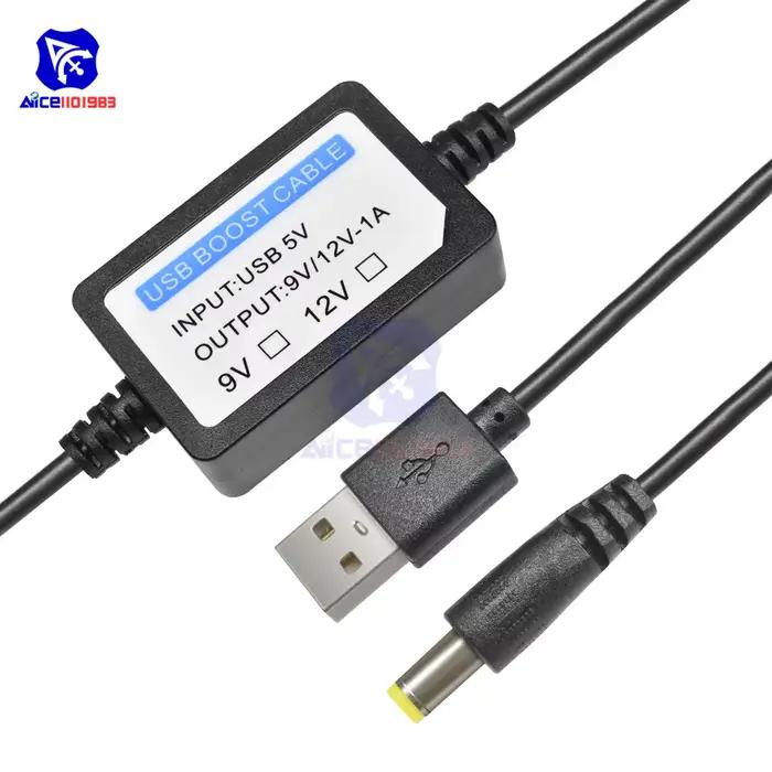 Câble d'alimentation USB vers 5.5x2.1mm, 5V à 9V/12V, pour ventilateur, haut-parleur de voiture