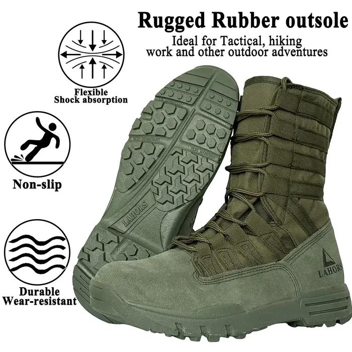 Bottines de combat tactiques légères en cuir pour hommes, style rétro, mi-mollet, printemps automne, confort respirant, idéal pour randonnée et loisirs户外活动轻便战术靴，适合男性，复古风格，优质真皮，透气舒适，适用于春季和秋季，徒步旅行和休闲的理想选择