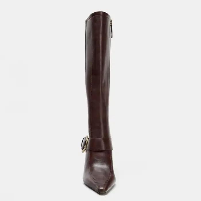 Bottes hautes en cuir souple sexy pour femme