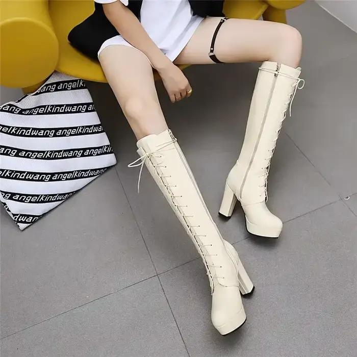 Bottes longues à plateforme au genou pour femmes