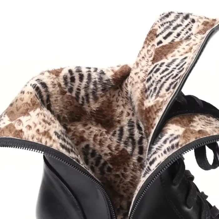 ORCHA LISA bottines femmes plate-forme chaussures en caoutchouc à lacets noir automne grosses bottes grande taille 46