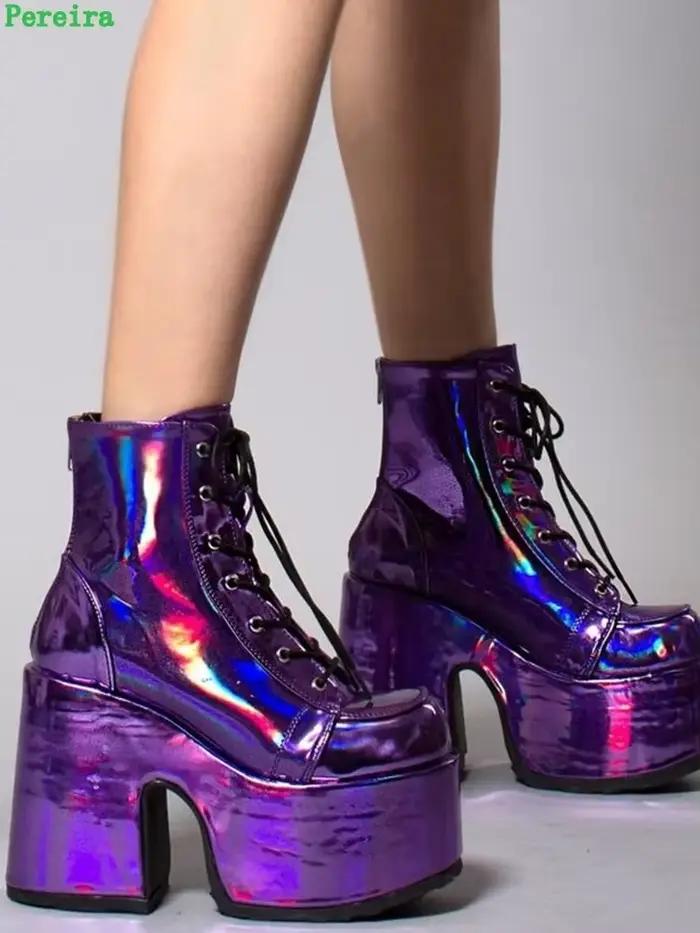 Bottes de rinçage violettes brillantes pour femmes