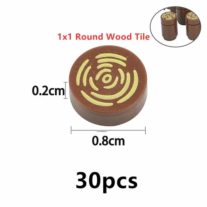 Carrelage MOC rond 2x2 avec souche d'arbre, motif de Grain de bois 1x1, briques lisses, assemblage de pièces, blocs de construction 14769pb196 98138pb042