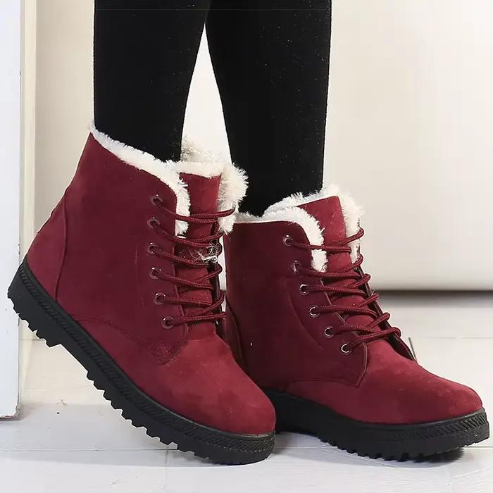 Bottes de neige HAJINK pour femmes fourrure chaude et confortables avec talon carré pour hiver et randonnées enneigées
