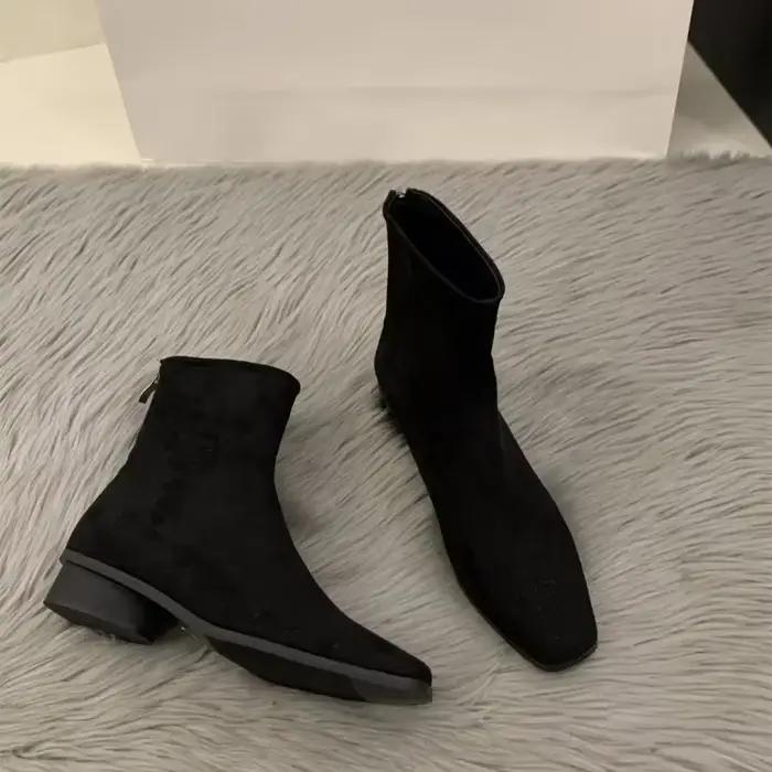 Femme chaussures 2025 haute qualité mi-mollet femmes bottes mode dos Zip