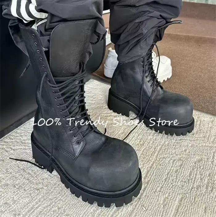 Bottes de moto antidérapantes à grosse tête pour hommes