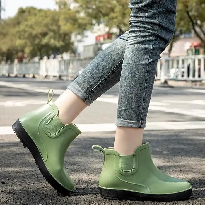Bottes de pluie pour femmes 2025 printemps automne mode sans lacet chaussures imperméables femmes bottines antidérapant femmes chaussures de pluie bottine