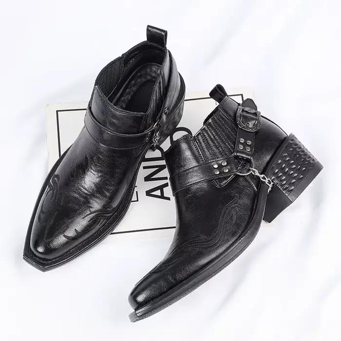 Bottes Chelsea montantes pour homme en cuir PU, pour la marche décontractée et les activités de plein air, chaussures de ville et d'extérieur
