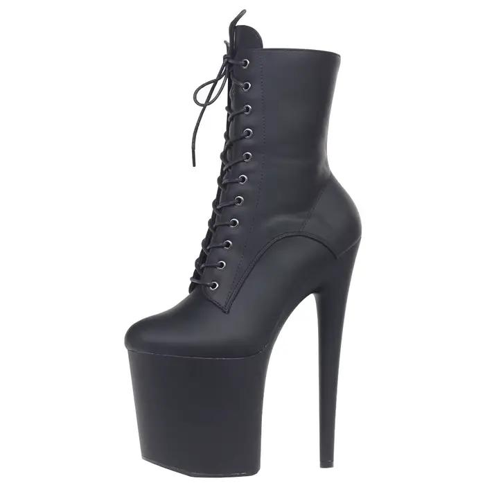 JIALUOWEI 20CM talons hauts extrêmes plate-forme bottes à lacets Sexy pôle danse bottines fermeture éclair latérale 5-12