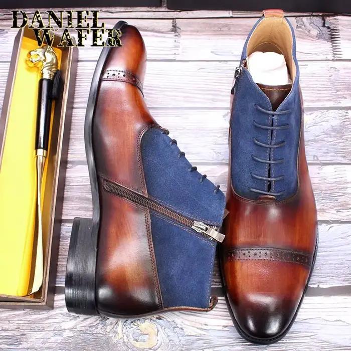 Bottes de rinçage pointues en daim pour hommes