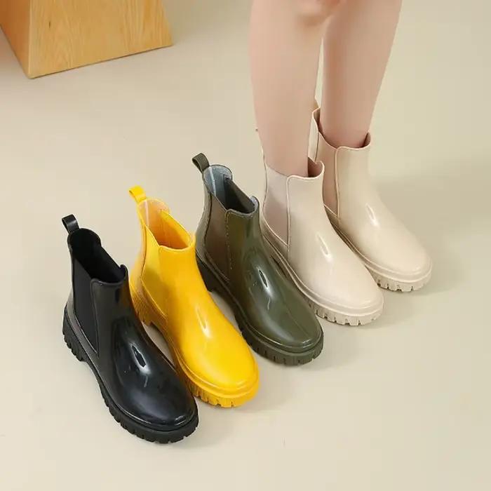 Bottes de pluie imperméables pour femmes, bottes en caoutchouc pour femmes, chaussures de cuisine non aldes, imperméables, résistantes à l'huile, gales épaisses, travail de jardin