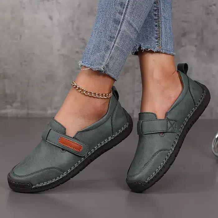 Bottes plates ZUUBAN en cuir solide pour femmes, confortables et respirantes, idéales pour les saisons estivales et les occasions décontractées