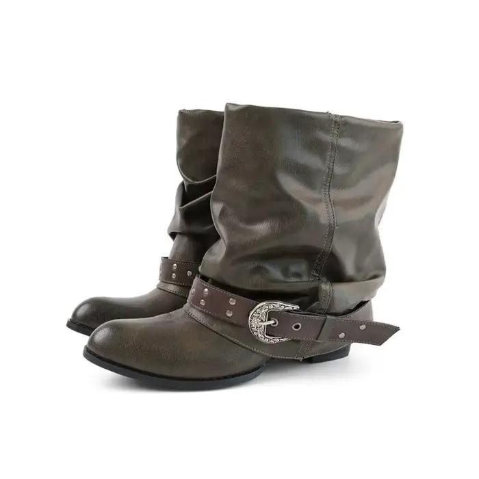 Chaussures rétro pour femmes, bottes de cowboy occidentales en cuir véritable de luxe pour femmes, bottines à plateforme exquises, chaussures de créateur, Botas Mujer