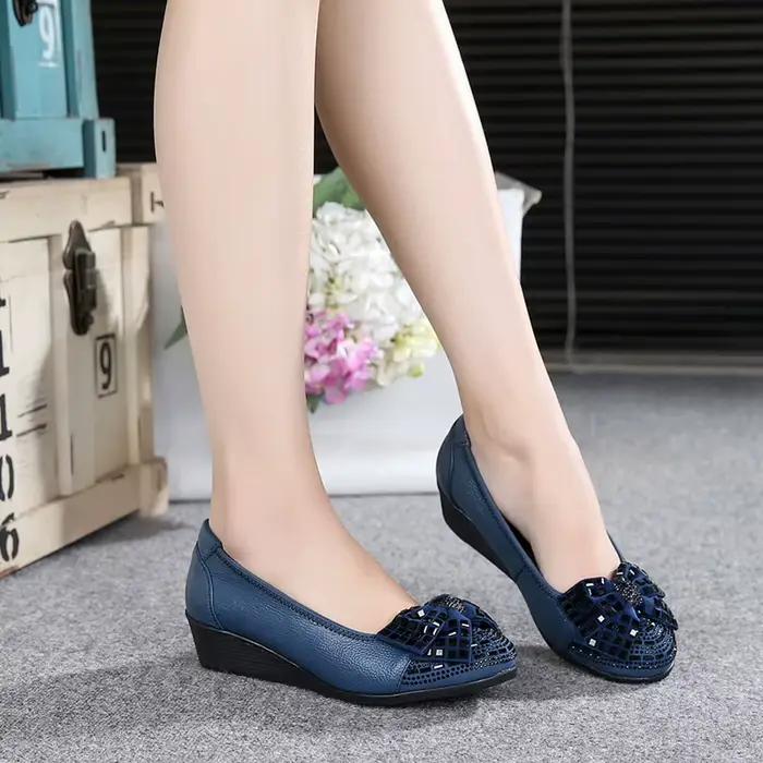 Chaussures d'été en cuir véritable pour femmes