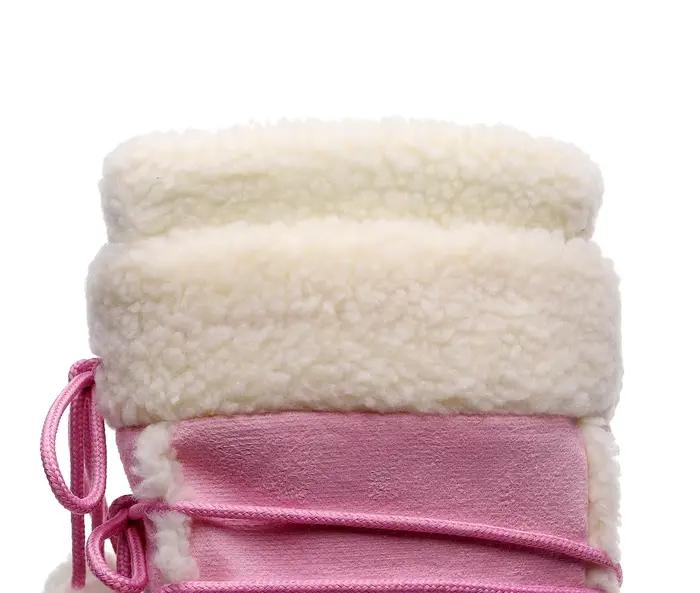 Bottes de neige roses pour femmes style punk hiver mi-mollet doublure tissu en coton semelle en caoutchouc pour femmes grandes aventures hiver