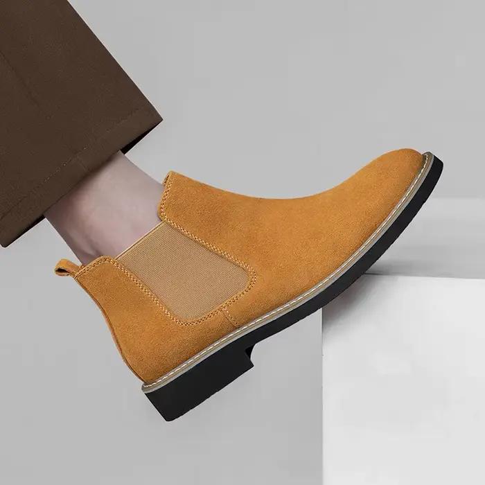 CLOHOO Bottes en jean polyvalentes pour homme, automne-hiver, confortables, à surface douce, bottines simples, décontractées, style business, à enfiler