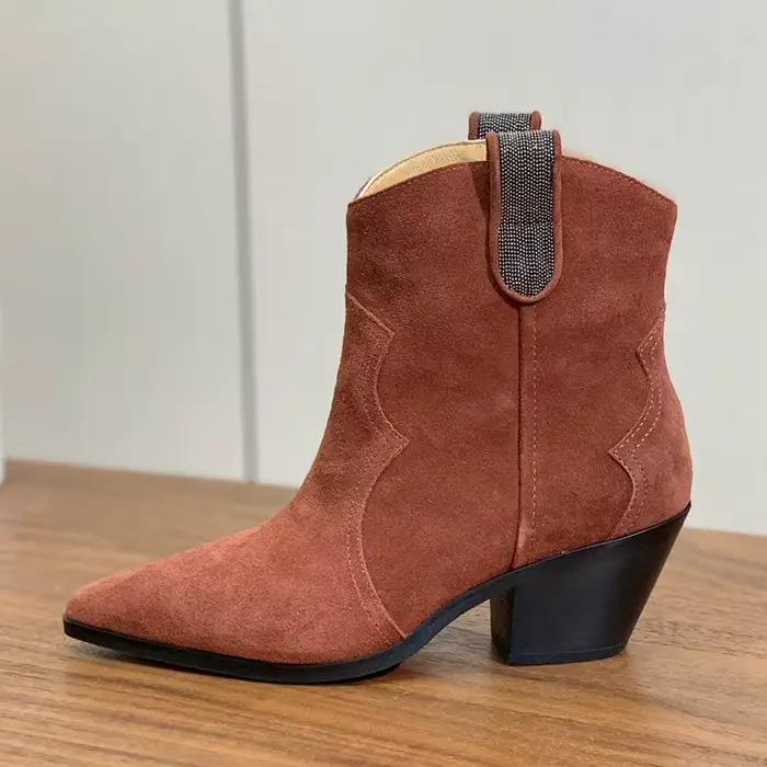 Bottes mi-mollet à talons hauts épais pour femmes