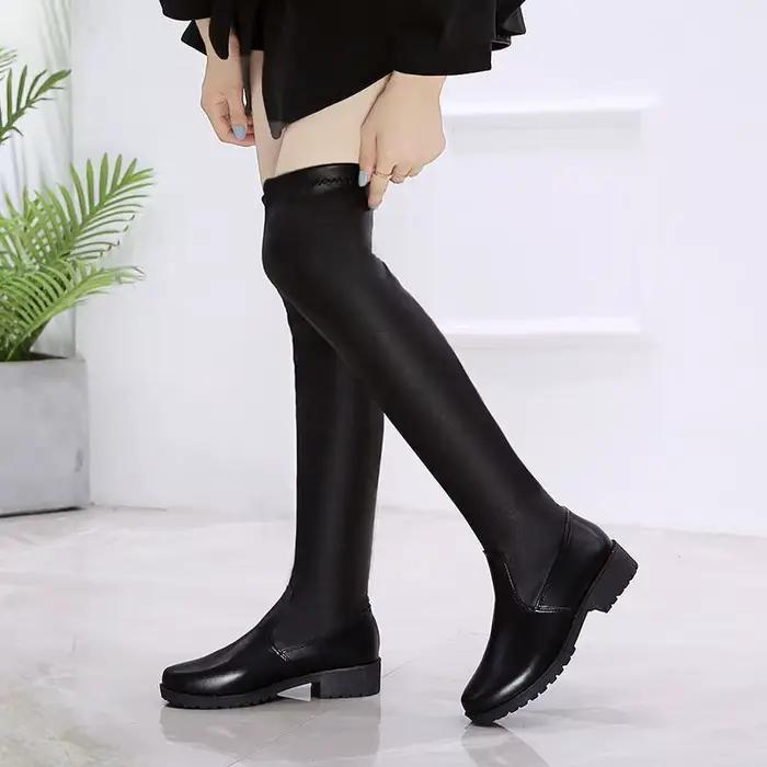 Bottes élastiques à talon moyen pour femmes