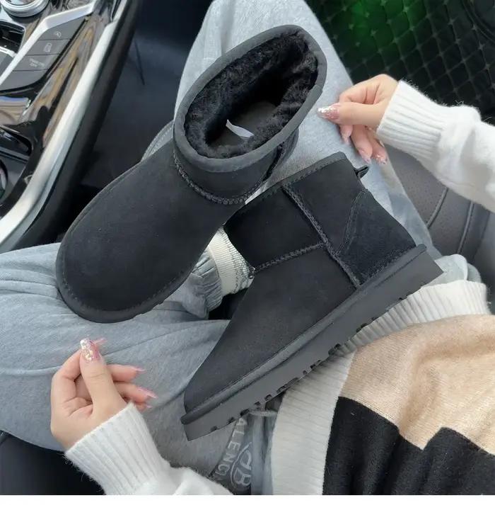 5854 bottes de neige en peau de mouton et laine pour hommes et femmes
