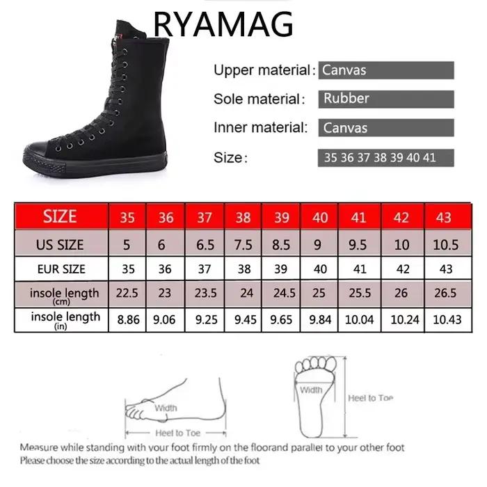 Ryamag-Bottes en toile mi-mollet pour femme, chaussures plates à fermeture éclair, baskets confortables, décontracté, à lacets, canize, nouveau