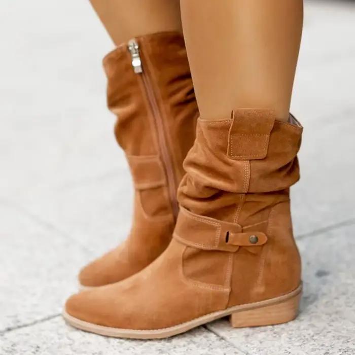 Bottes en daim à plateforme souple pour femmes