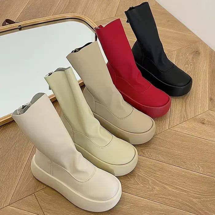 Bottes de rinçage épaisses vintage pour femmes, chaussures à plateforme imperméables, chaussures d'extérieur décontractées pour femmes, mode moderne, haute qualité