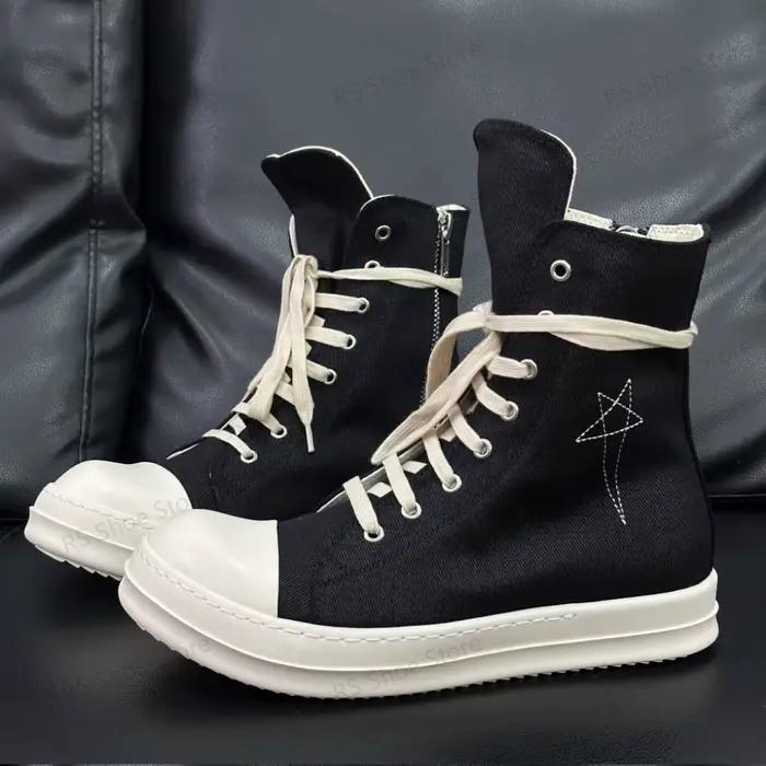 Ro Design classique botte en toile noire chaussure haute hommes chaussures décontractées de luxe fermeture éclair femmes Sneaker s bottines baskets