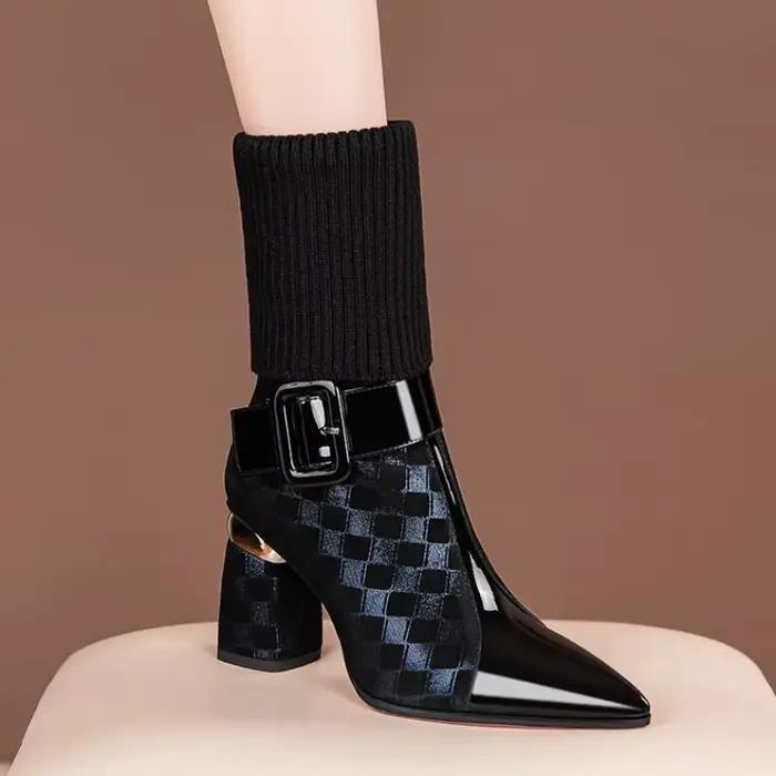 Bottines Chelsea en tricot à talons hauts pour femmes