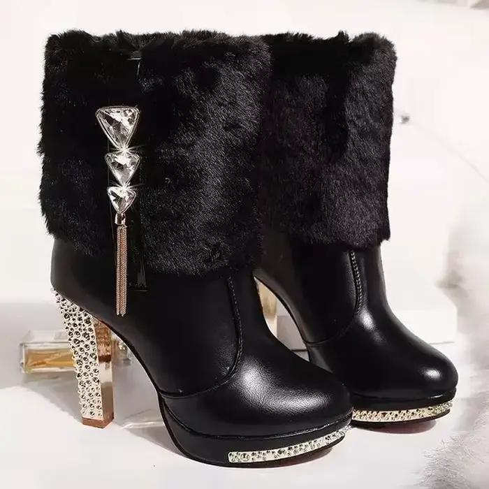 Bottes à plateforme imperméables pour femmes, talon haut, biscuits, chaussures pliantes, rinçage, mode, hiver, nouveau