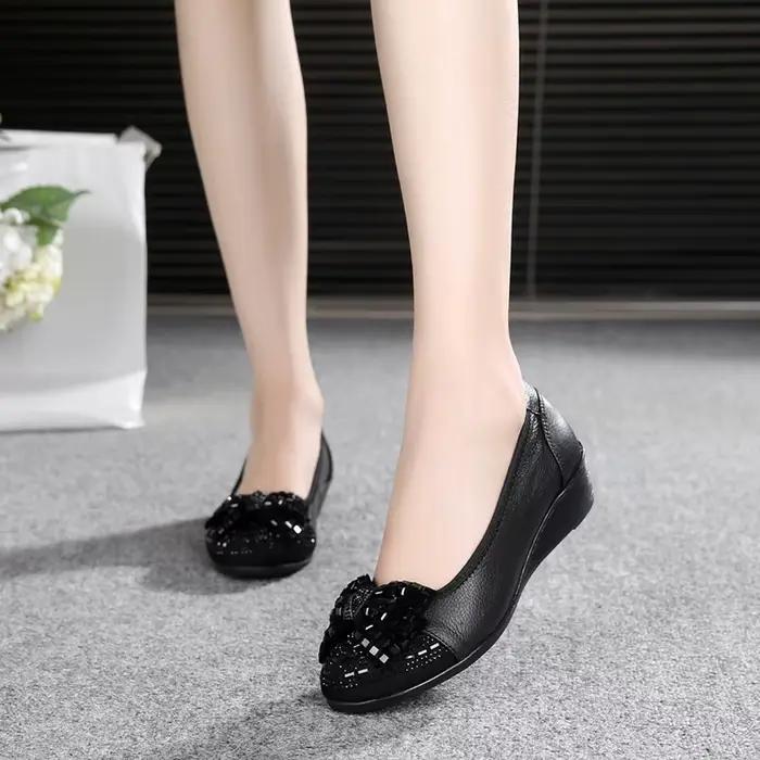 Chaussures d'été en cuir véritable pour femmes
