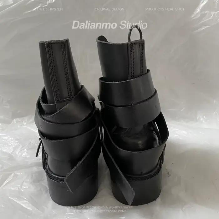 Bottes de rinçage à plateforme pour femmes, RiSALE Pearl Optics Sole, Bottes de moto, Style punk, Chaussures à la mode, Nouveau, 2024
