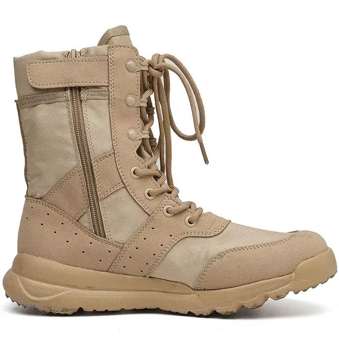 Bottes de Combat ultralégères à fermeture éclair pour hommes et femmes, chaussures d'escalade en plein air respirantes, bottes tactiques militaires de randonnée dans le désert, été